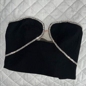 Black Strapless Top with Silver Accents